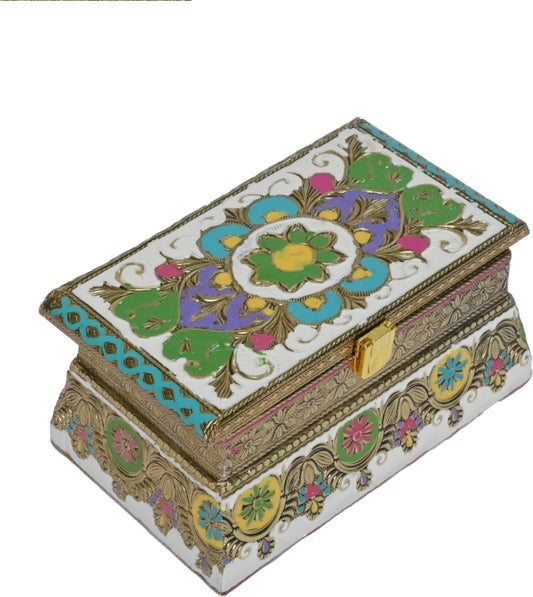 Handcrafted Floral Mukhwas Box with 2 Jars – Decorative Mouth Freshener Container
