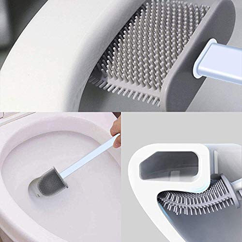 Silicone Toilet Brush with Holder Set - Brush for Deep Cleaning