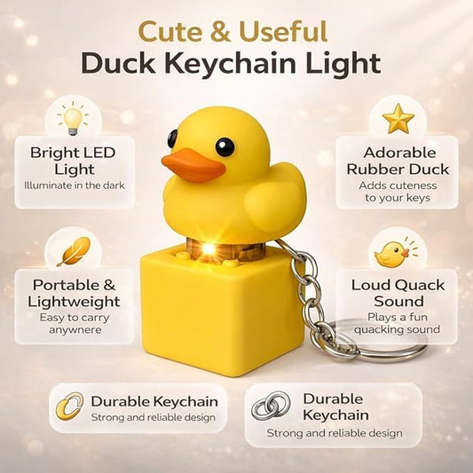 Duck LED Keychain with Sound | Cute Duck Sound Keychain Toy for Kids & Gift