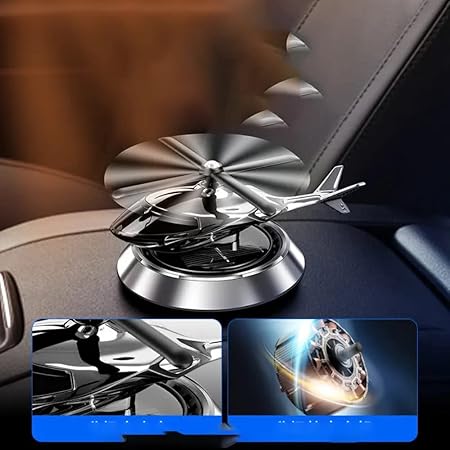 Solar Powered Helicopter Car Air Freshener with Rotating Blades