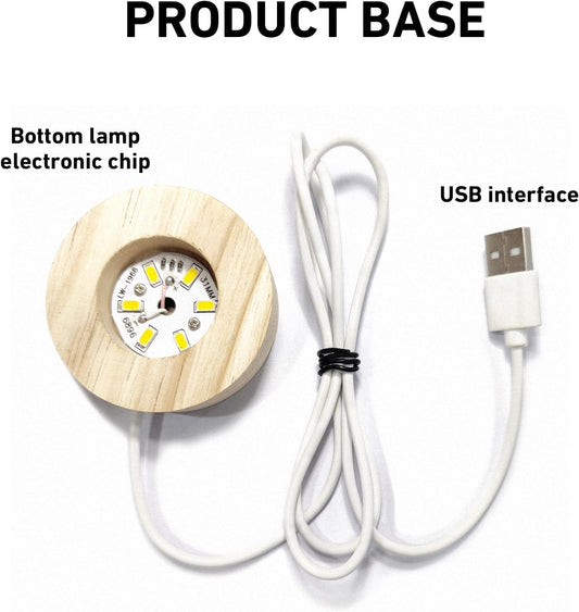 3D Moon Crystal Ball Night Lamp with Wooden LED Base