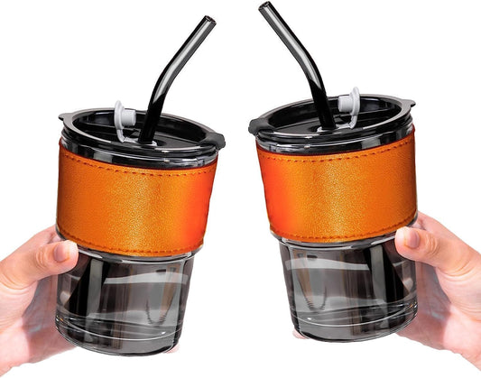 GLASS TUMBLER CUP WITH LID (400ML)