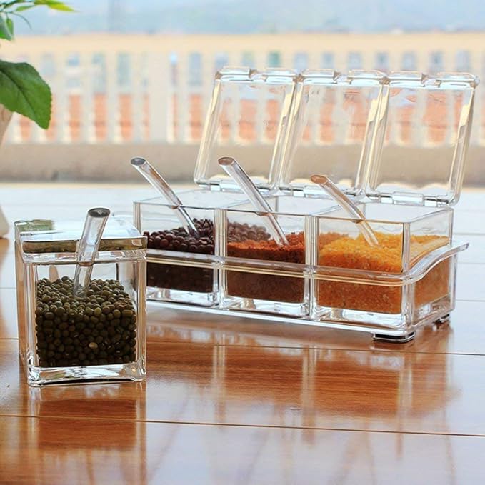 Crystal Spice Rack | Acrylic Crystal Spice Rack | 4 Grid Crystal Spice Rack