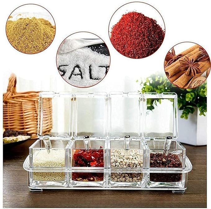 Crystal Spice Rack | Acrylic Crystal Spice Rack | 4 Grid Crystal Spice Rack