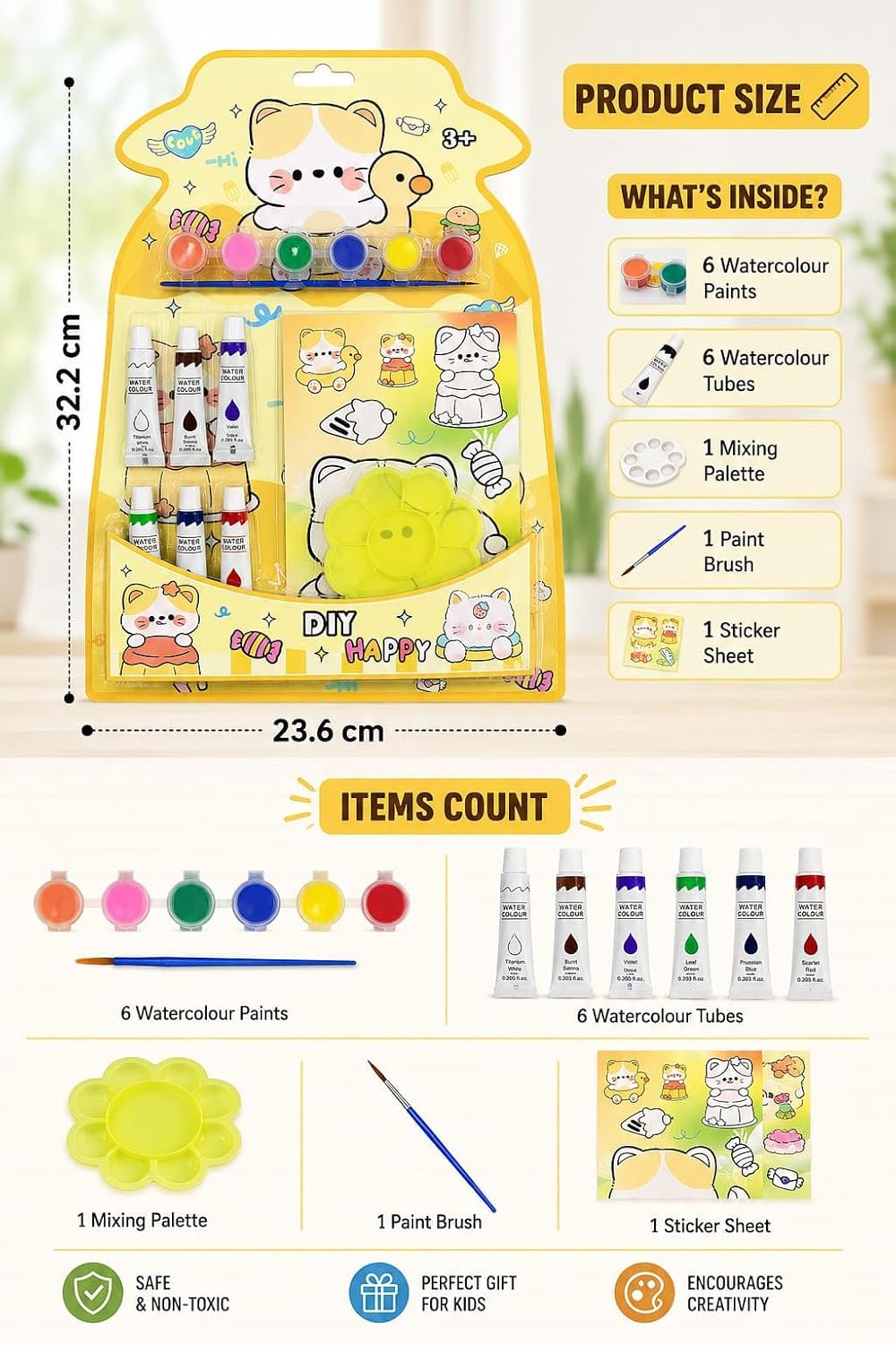 DIY Happy Cat Painting Kit for Kids | Color Paint Art & Craft Set