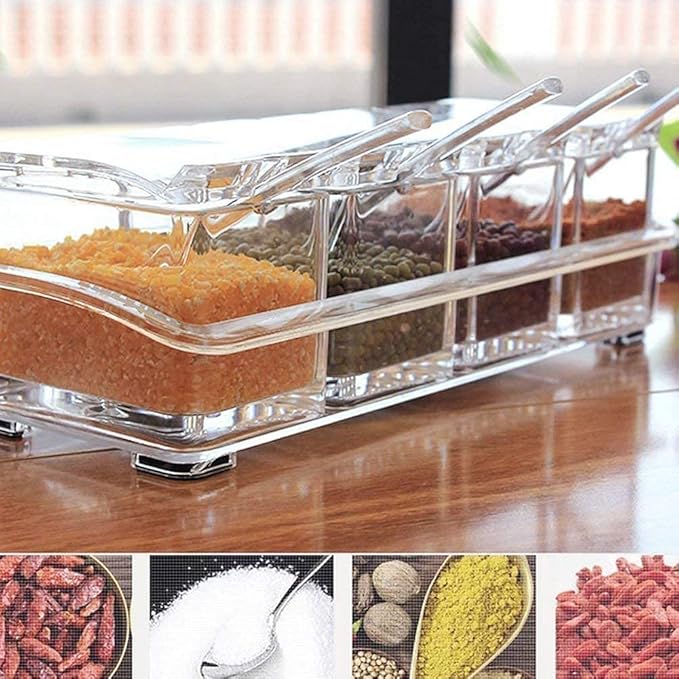 Crystal Spice Rack | Acrylic Spice Rack | 4 Grid Crystal Spice Rack