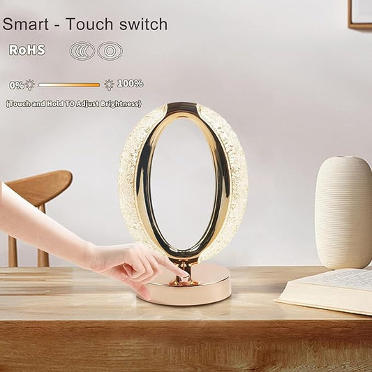 Oval Crystal LED Table Lamp | Touch Sensor Night Light for Home & Office