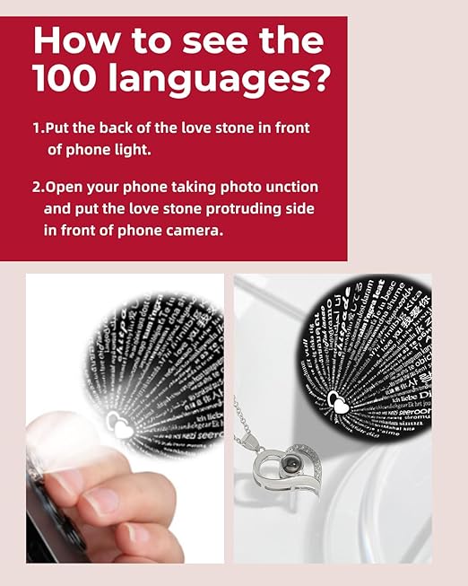 Eternal Love Rose Gift Box with Heart Projection Necklace