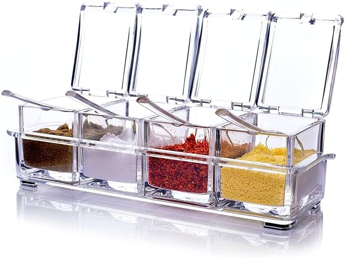 Crystal Spice Rack | Acrylic Crystal Spice Rack | 4 Grid Crystal Spice Rack