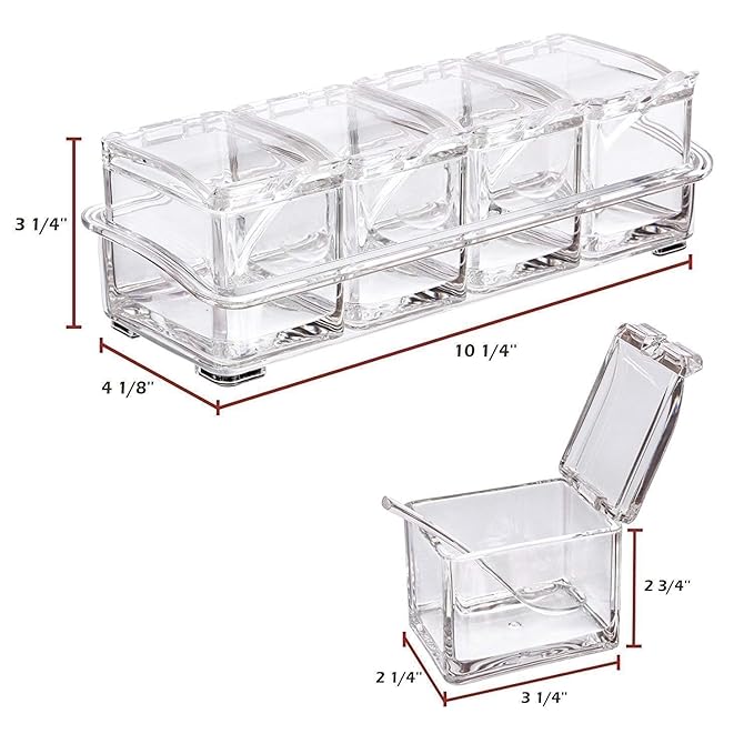 Crystal Spice Rack | Acrylic Crystal Spice Rack | 4 Grid Crystal Spice Rack