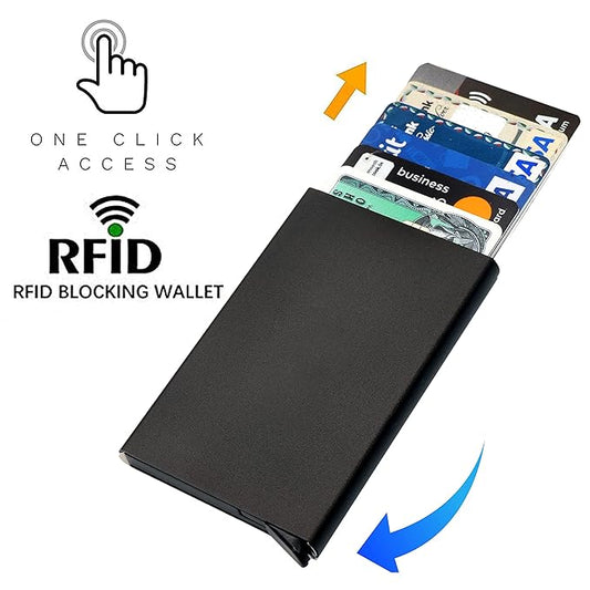 Premium Metal RFID Blocking Credit Card Holder | Slim Pop-Up Card Wallet | Debit/Credit Card Protector Case