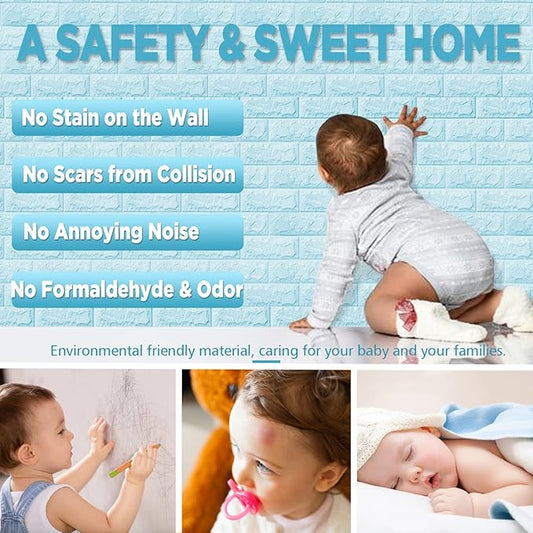 3D Blue Brick Texture Wallpaper (70X77CM)