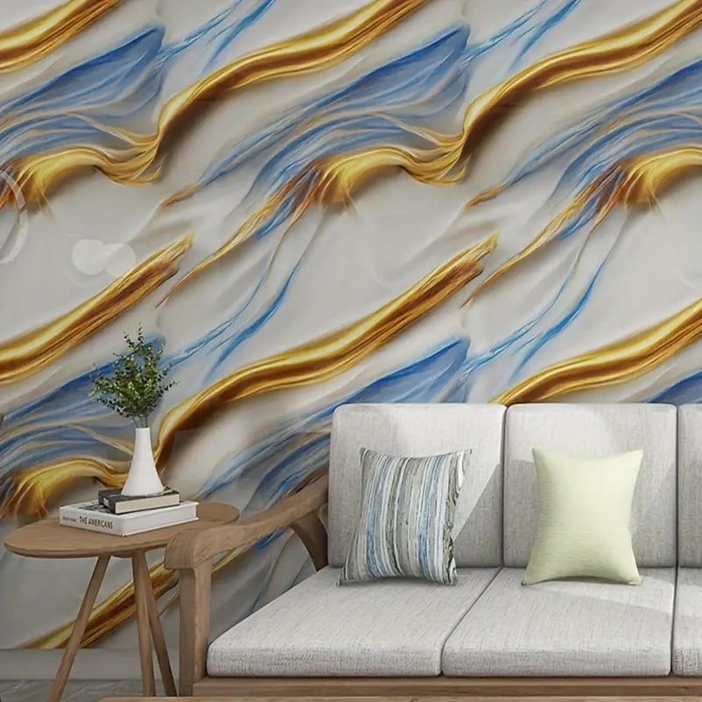 Blue Golden Marble Wallpaper