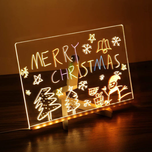 3D Acrylic LED Writing Board (15 × 15 cm) with 12 Color Pens
