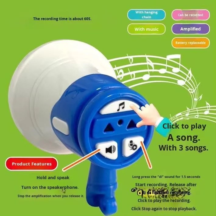 Mini Sound Horn Keychain | Loud Siren Megaphone Keychain Toy with Button
