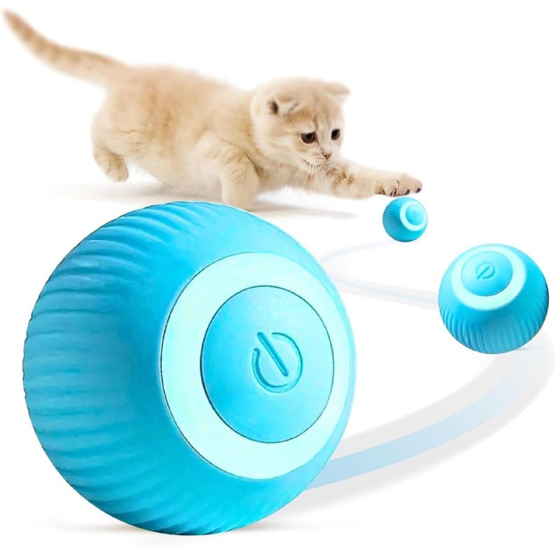 Automatic Cat Teaser Ball USB Rechargeable Automatic Rolling Cat Toy Ball with LED Light