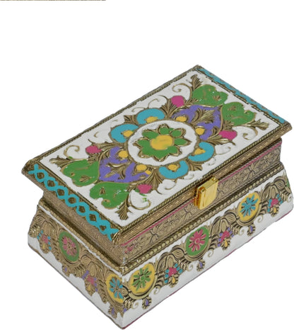 Handcrafted Floral Mukhwas Box with 2 Jars – Decorative Mouth Freshener Container