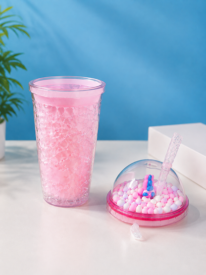 Color Ball Tumbler Cup with Dome Lid & Straw | Reusable Cute Bubble Cold Drink Cup