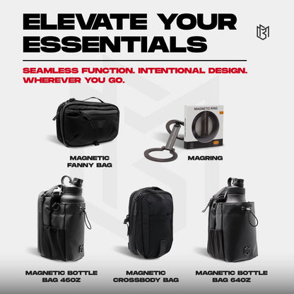 Magnetic Gym Bag with Water Bottle Holder & Shoulder Strap