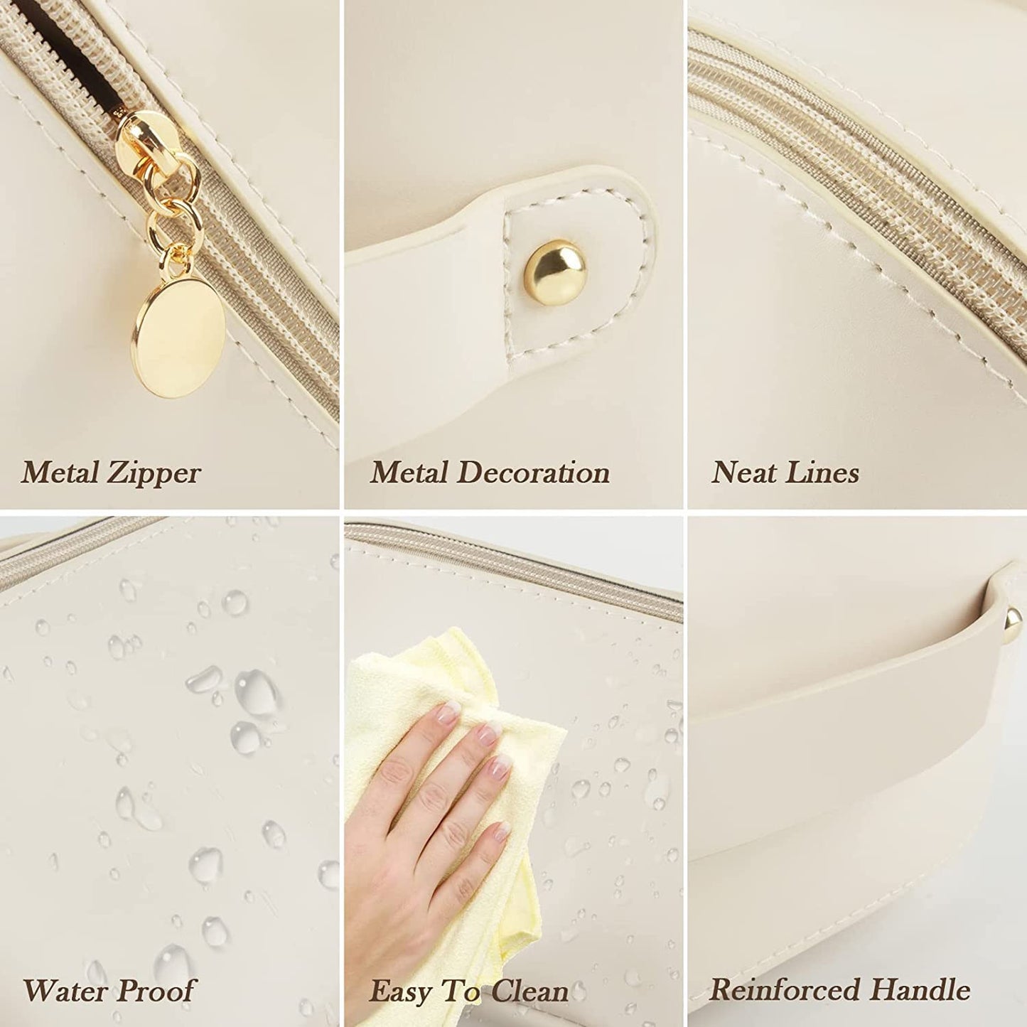 Luxury Leather Cosmetic Bag Travel Makeup Pouch