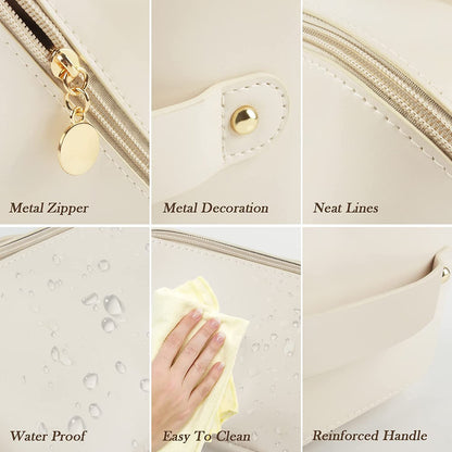 Luxury Leather Cosmetic Bag Travel Makeup Pouch