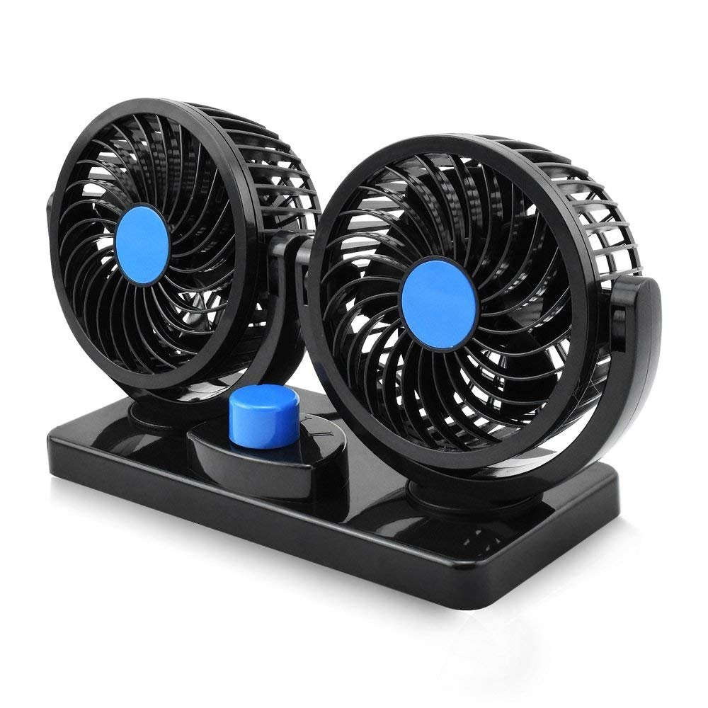 Portable Electric Car Cooling Fan – Dual Head Adjustable 12V Vehicle Air Circulation Fan