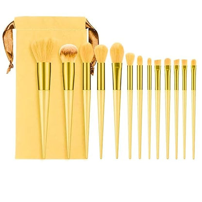 13 PCS Makeup Brush Set with Pouch | Professional Soft Cosmetic Brushes for Full Face & Eye Makeup