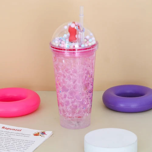 Color Ball Tumbler Cup with Dome Lid & Straw | Reusable Cute Bubble Cold Drink Cup