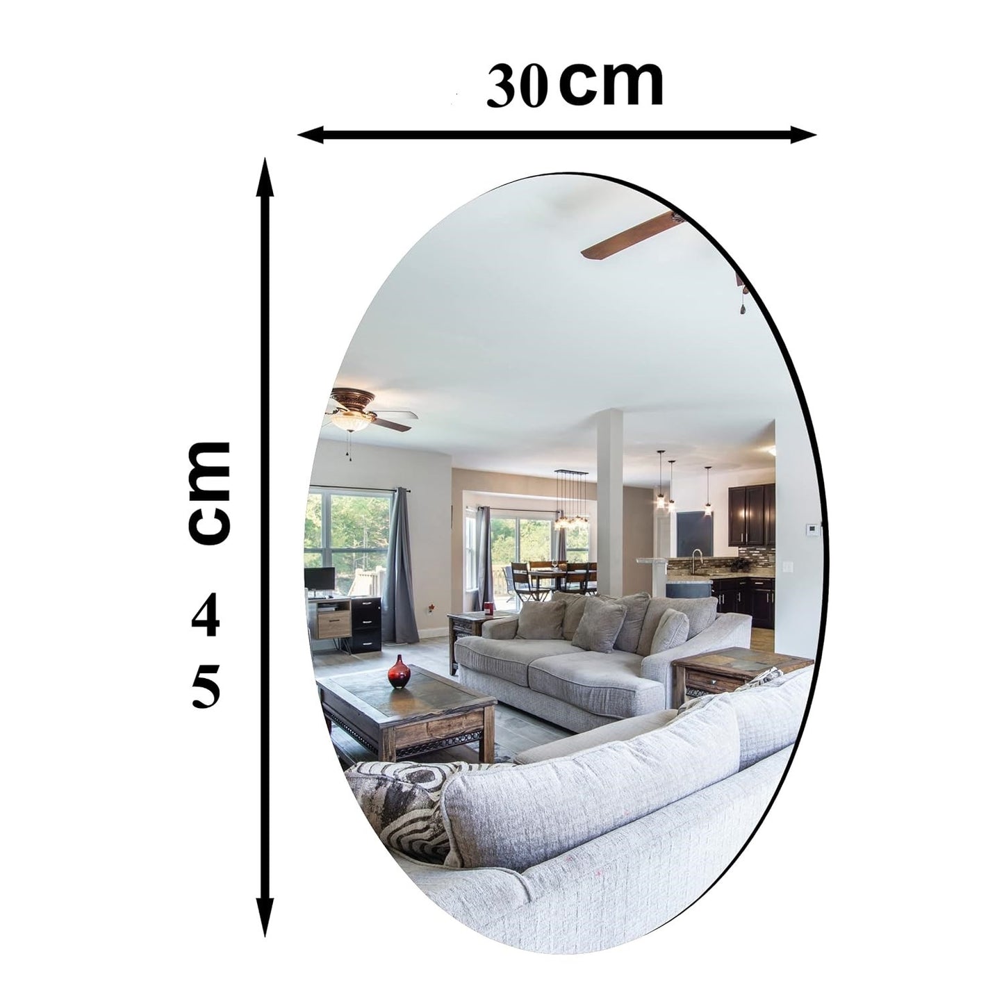 Oval Shape Self-Adhesive Sticker Mirror (30x45 cm) | Flexible Acrylic Wall Mirror for Home Decor