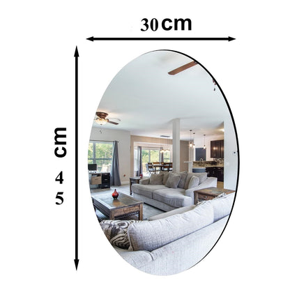 Oval Shape Self-Adhesive Sticker Mirror (30x45 cm) | Flexible Acrylic Wall Mirror for Home Decor