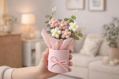 Artificial Crochet Flower Bouquet with LED Light