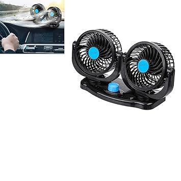 Portable Electric Car Cooling Fan – Dual Head Adjustable 12V Vehicle Air Circulation Fan