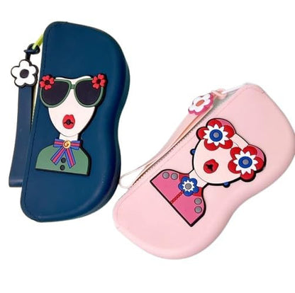 Cute Silicone Sunglasses Case for Women | Soft Eyeglass Cover with Strap