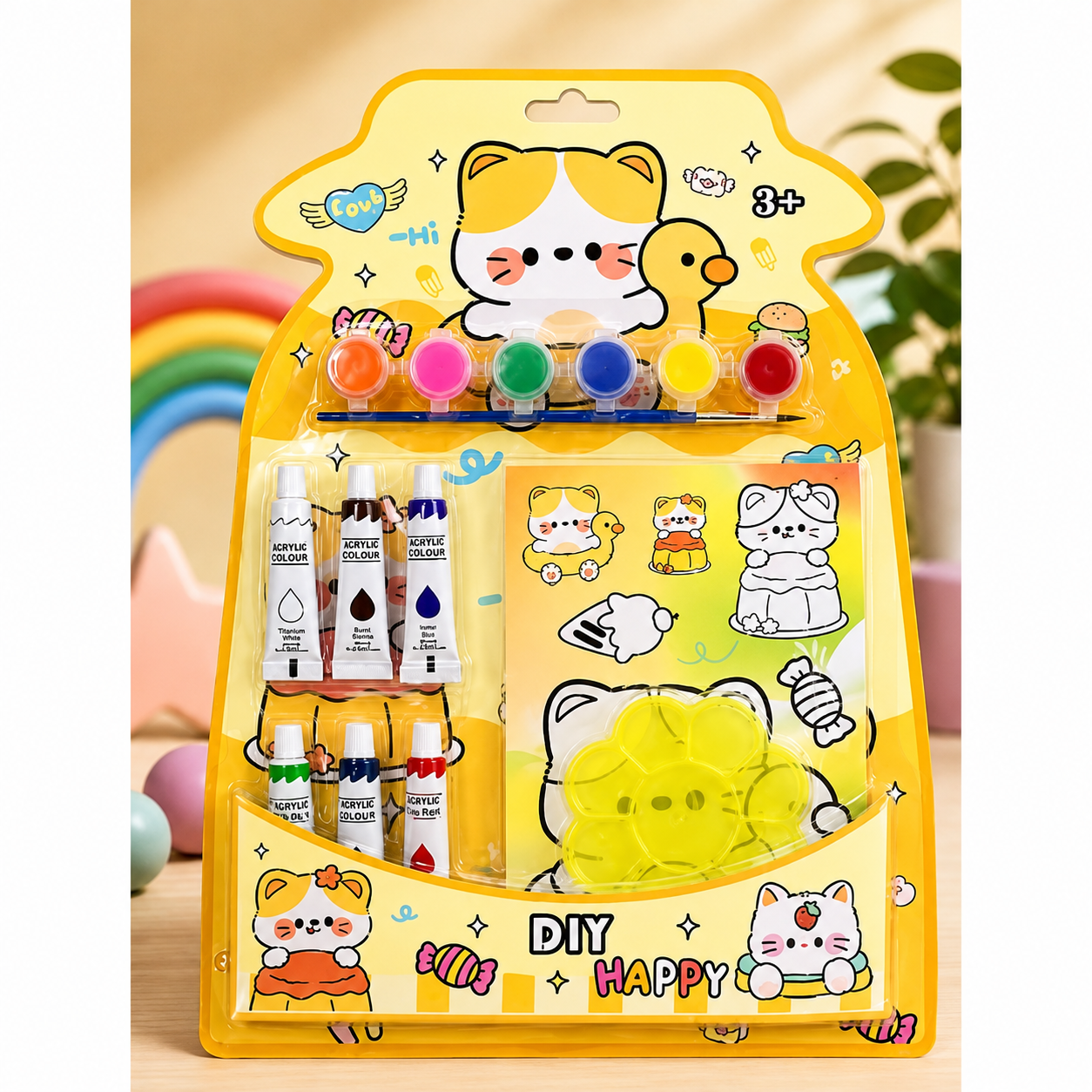 DIY Happy Cat Painting Kit for Kids | Color Paint Art & Craft Set