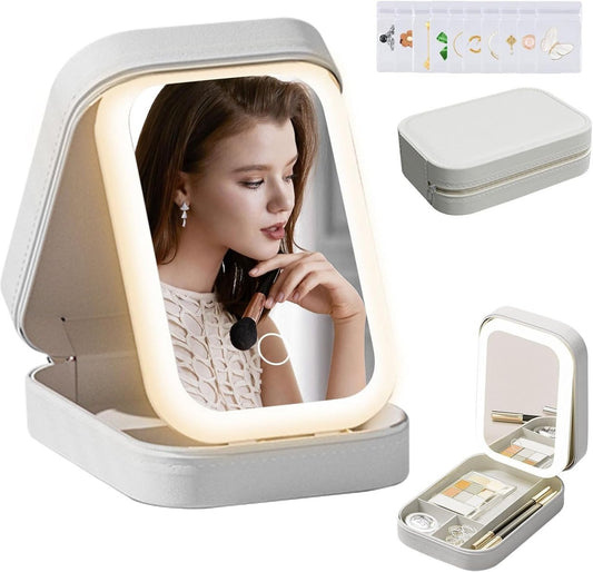 Portable LED Makeup Mirror Jewellery Storage Box