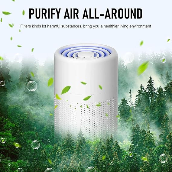 Portable Air Purifier with HEPA Filter | USB Rechargeable | Compact Desktop Air Cleaner for Home & Office