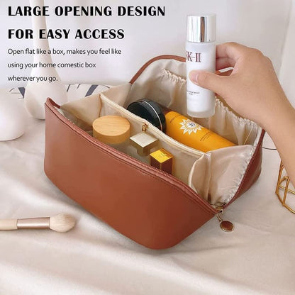 Luxury Leather Cosmetic Bag Travel Makeup Pouch