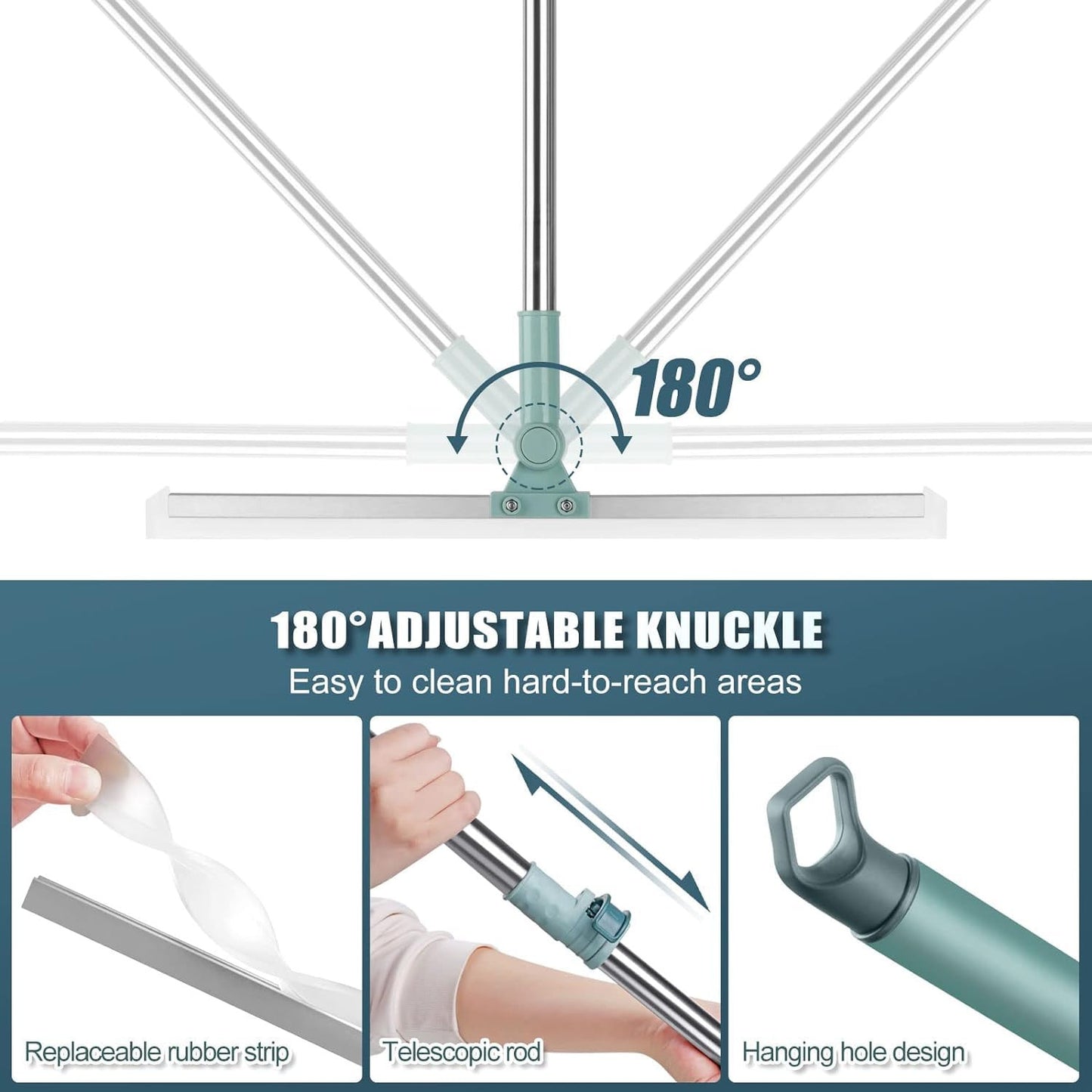 Magic Silicone Wiper Slim Floor Wiper Mop with Adjustable Long Handle