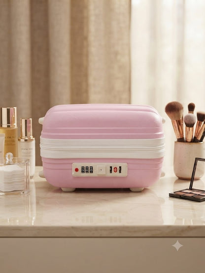 Mini Hard Shell Travel Makeup Case & Cosmetic Vanity Organizer