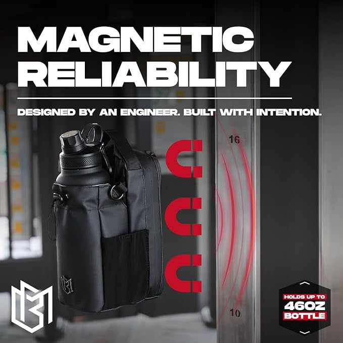 Magnetic Gym Bag with Water Bottle Holder & Shoulder Strap