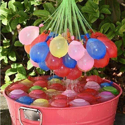 111 Quick Fill Self-Tying Water Balloons – Multicolor Holi Balloons with Tap Adapter (3 Bunch Pack)