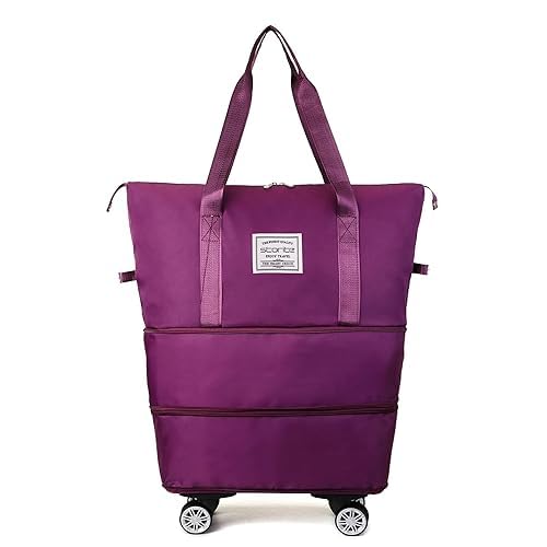 Stylish 2-Layer Duffel Trolley Bag with Wheels | Foldable Travel Luggage Bag for Men & Women
