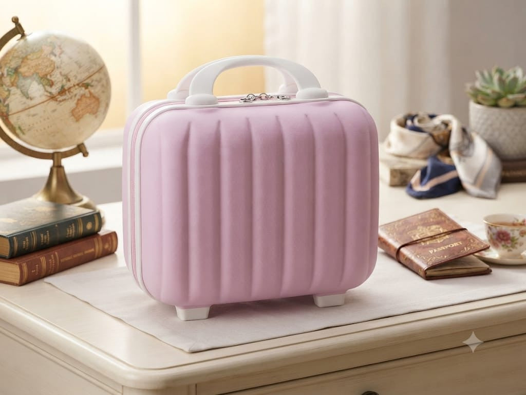 Mini Hard Shell Travel Makeup Case & Cosmetic Vanity Organizer