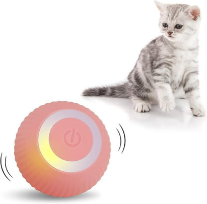 Automatic Cat Teaser Ball USB Rechargeable Automatic Rolling Cat Toy Ball with LED Light