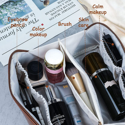 Luxury Leather Cosmetic Bag Travel Makeup Pouch