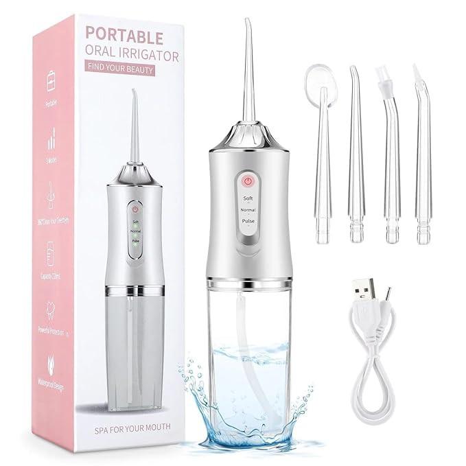 Portable Oral Irrigator Water Flosser – Rechargeable Dental Cleaner with 5 Nozzles
