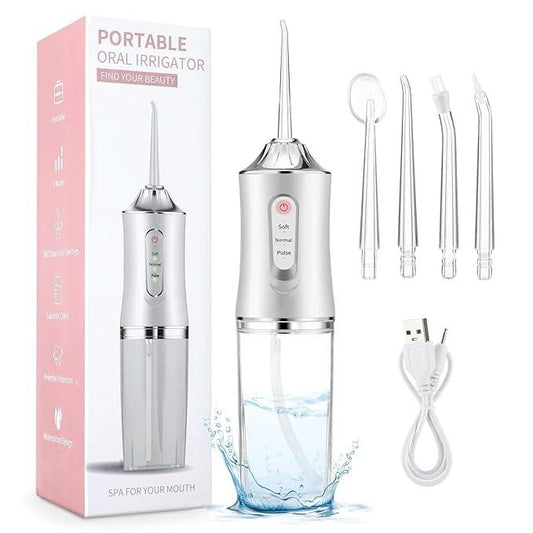 Portable Oral Irrigator Water Flosser – Rechargeable Dental Cleaner with 5 Nozzles