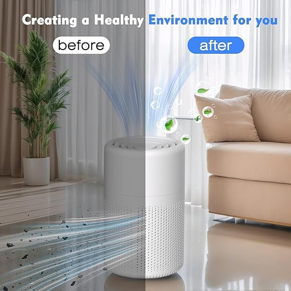 Portable Air Purifier with HEPA Filter | USB Rechargeable | Compact Desktop Air Cleaner for Home & Office