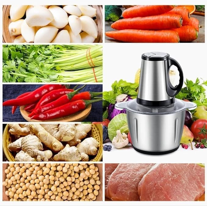 3 Litre Electric Food Chopper & Grinder with Handle | Stainless Steel Heavy-Duty Vegetable, Fruit & Meat Chopper