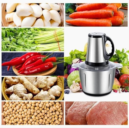 3 Litre Electric Food Chopper & Grinder with Handle | Stainless Steel Heavy-Duty Vegetable, Fruit & Meat Chopper